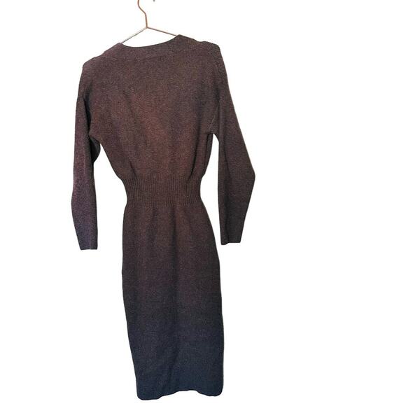 MOON RIVER Faux Brown Sweater Long Sleeves V-Neck Wrap Dress Size Extra Small - Picture 5 of 14